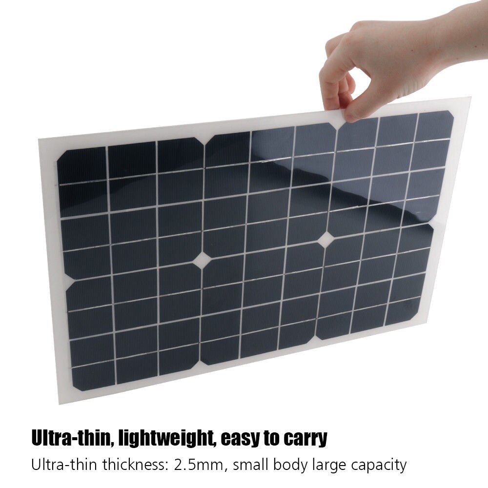 50W 12V/5V Silicon Solar Panel Dual Output USB Solar-Battery-Charger with 10/20/30A/40A/50A MPPT Solar Charge Controller