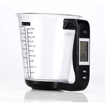 Digital Cup Scale Electronic Measuring Household Jug Scales with LCD Display Temp Measurement Measuring Cups Tools: Black