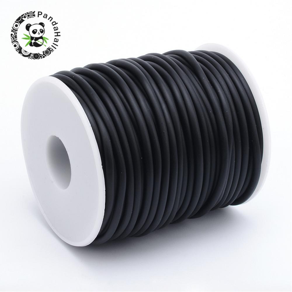 Massiv sort pvc rørformet gummisnor ingen hul smykker fund til diy 2mm 3mm 4mm 5mm ca 10m-30m/ rulle