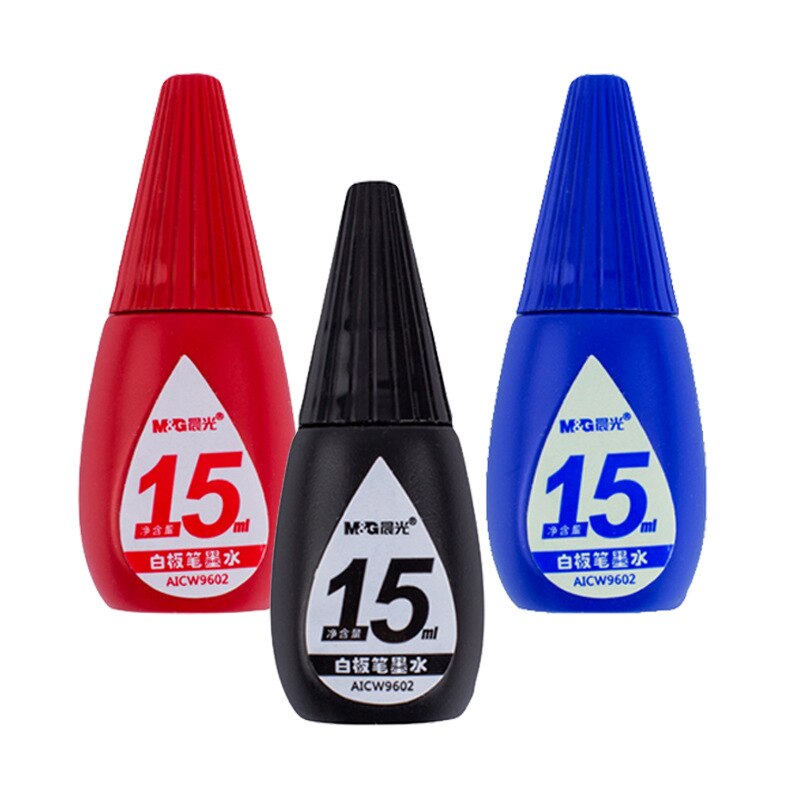 M&amp;G Erasable Whiteboard Marker Pen 1 Pcs Blackboard + 1 Ink Bottle Set Office Markers Dry Erase Blue Black Red Office Supplies