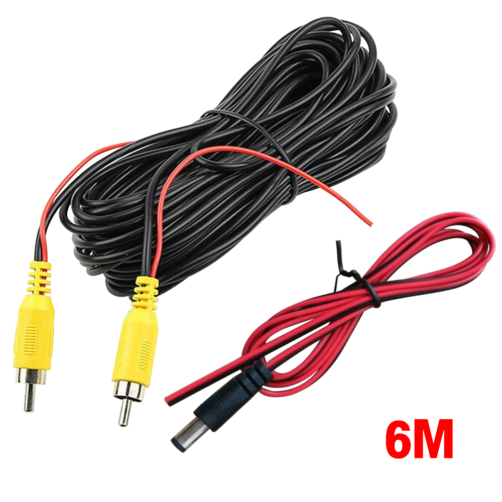 Cable de vídeo RCA de 6M/10M/20M para cámara de visión trasera de coche, Cable Universal para conectar cámara de marcha atrás con Monitor Multimedia para coche: Negro