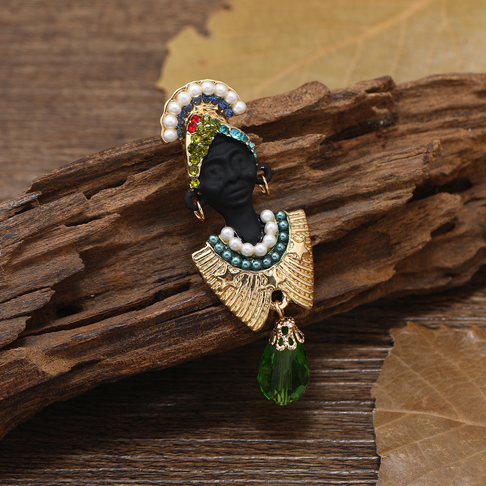 spille creativo per accessori da capo di carattere con spilla da uomo nero con nappa di perle: Zinco blu placcato