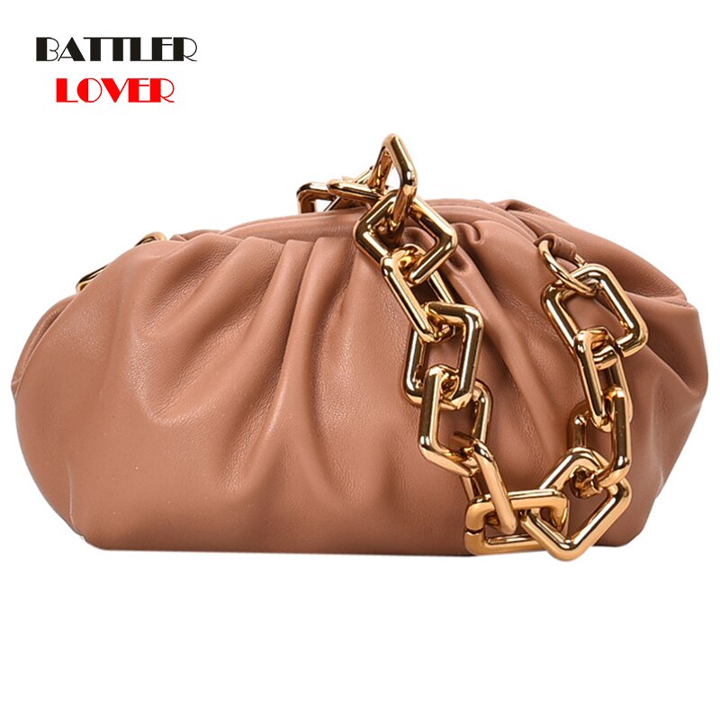 Style Cool Girl Punk Wide Chian Hobos Night Club Party Purse for Women Handbag Shoudler Bag