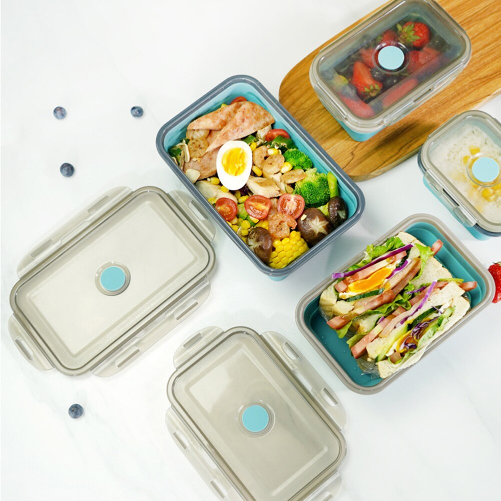 Silicone Lunch Box Foldable Microwave Oven Bento Lunchbox Kitchen School Picnic Camping Food Storage Container Collapsible Box