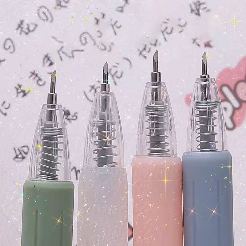 Pressable Pen Cutter Portable Utility Knife Express Box Opener Kawaii Stationery DIY Craft Handmade Tool School Office Supplies