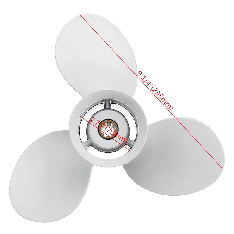 Au04 - fartygsmotorer utombordspropeller 3- blad roterande paddel 683-45941-00-el 9 1/4 x 12 för yamaha 9.9-15hp aluminium 8 spline också