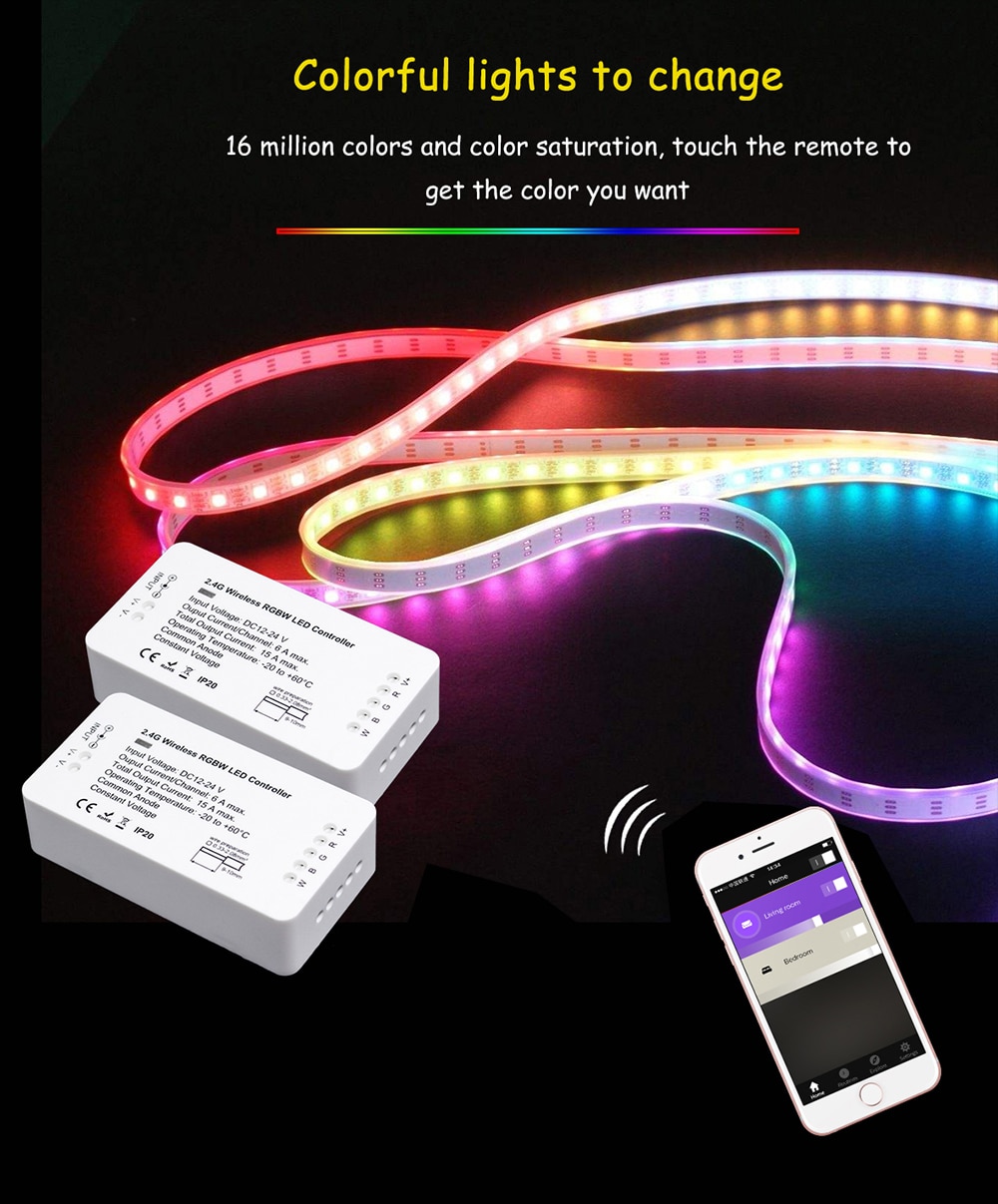 Led strip lys smart hjem rgbw til trådløs app zigbee strip controller arbejder med zll hub echo plus og lightfy hub