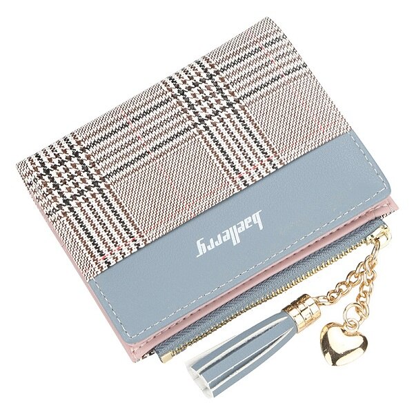 Damesportemonnees kwastje schattige portemonnee leren korte rits portemonnee muntkaarthouder zacht leer telefoonkaart dames clutch: Bruin