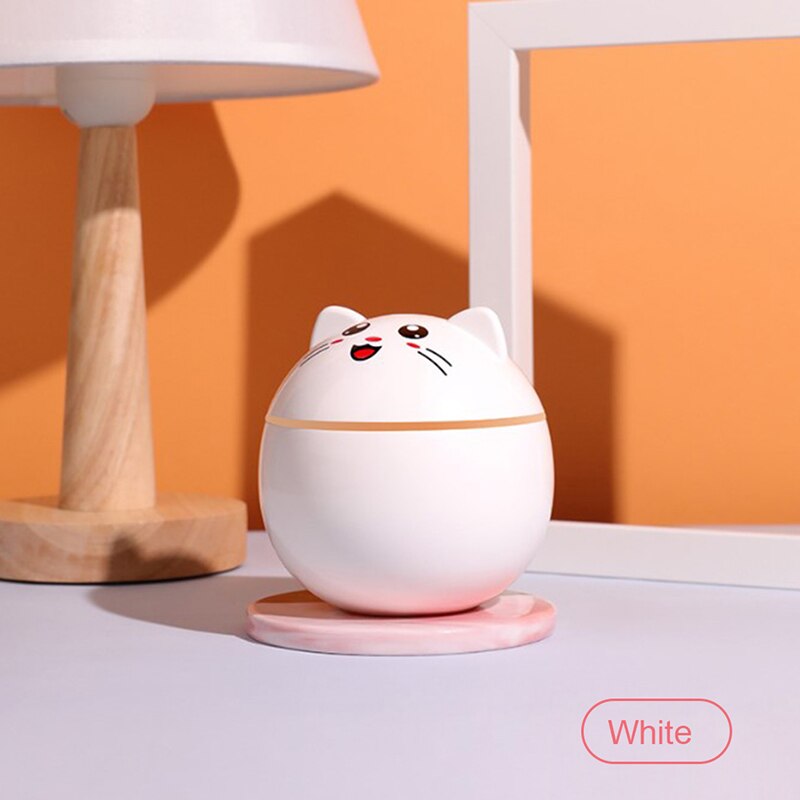 Humidificador de aire para hogar, difusor bonito de gato, purificador, aromaterapia, humidificador de coche: Blanco