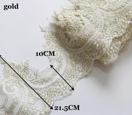 Delicate 9 yards 22 cm pailletten ivoor/witte stof bloem Venise Venetië kant trim applique naaien ambacht voor bruiloft december LW0333: Antiek zink