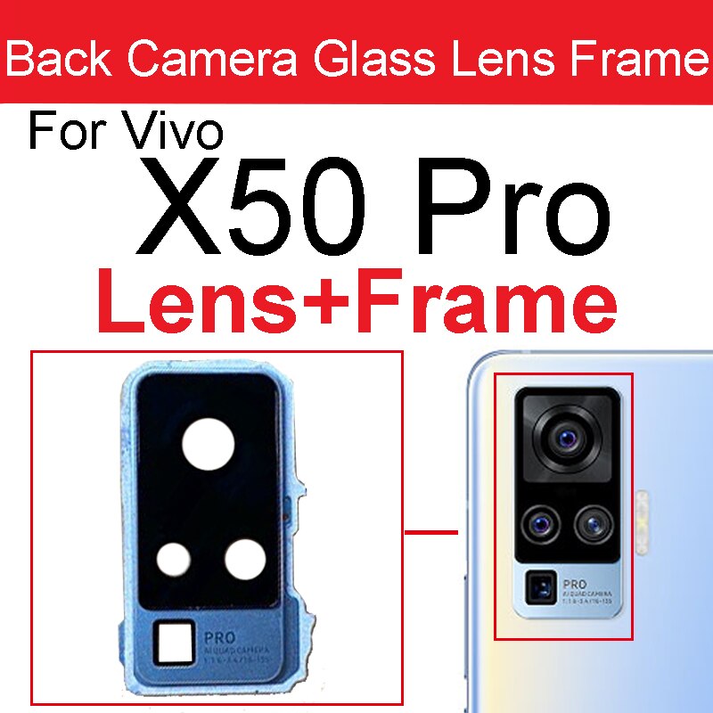 Soczewka aparatu tylnego obiektywu dla Vivo X50 X60 Pro X50 X60 Pro Plus aparat z tyłu obiektywu obudowa ramowa wspornik naklejki wymiana: X50 Pro Light Blue