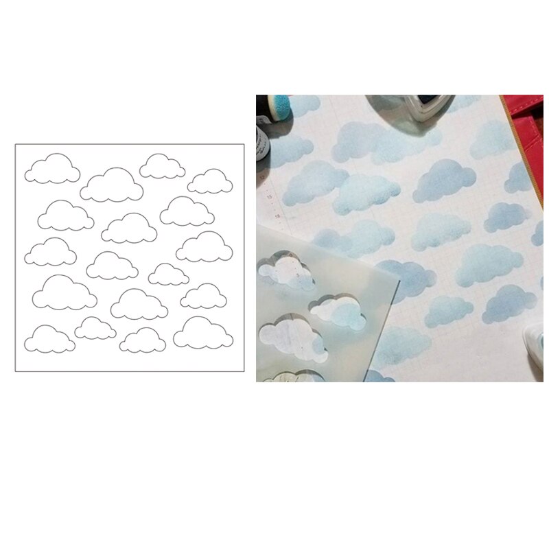 6x6 pouces nuage pochoir bords herbeux, rayons rayonnants fond pochoir aérographe peinture Art bricolage décor ferraille réservation Album artisanat: MB0006S1