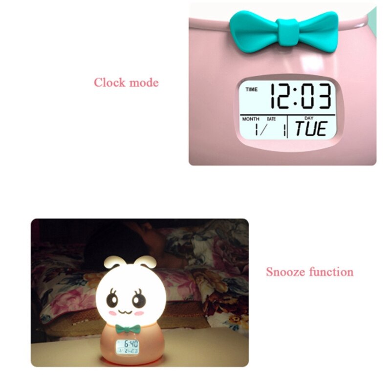 Press Sensor LED Night Light Multi-Function Smart Alarm Clock Bluetooth Speaker USB LED Night Lamp Pat Light Children Kids Chris