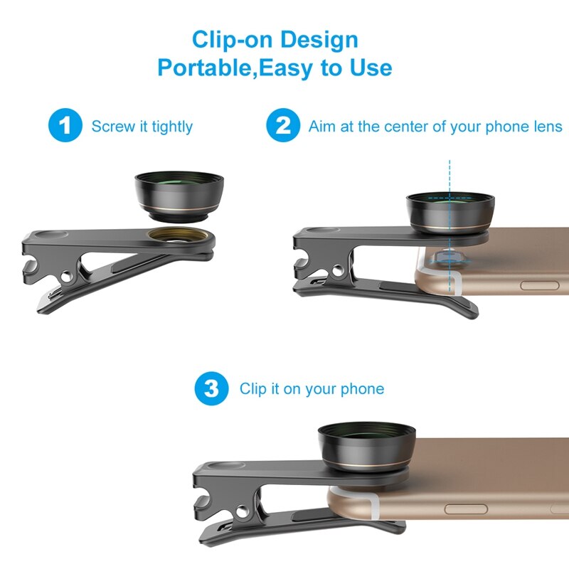 APEXEL 6In1 Kit Camera Lens Photographer Mobile Phone Lenses Kit Macro Wide Angle Fish Eye CPL Filter for iPhone Xiaomi Mi9