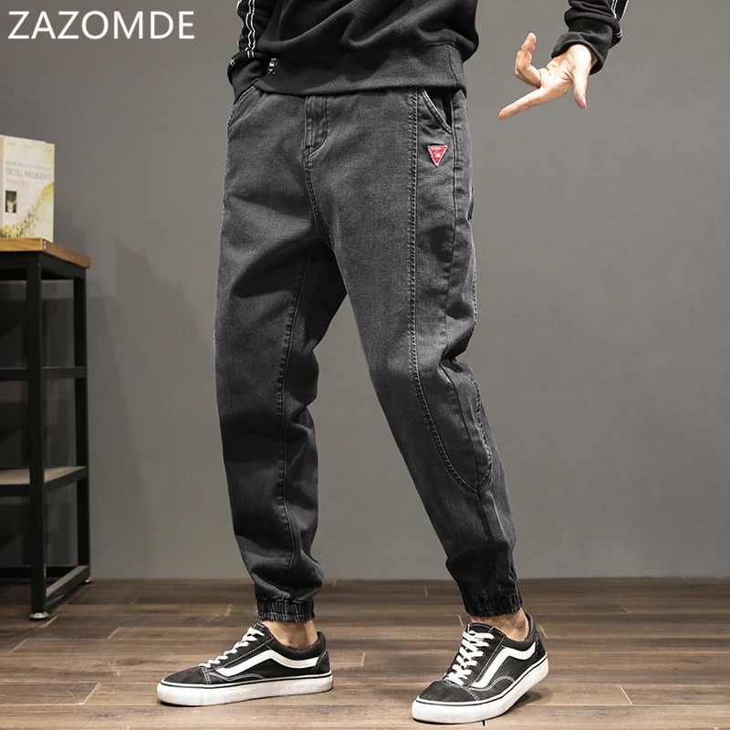 Jean pour hommes, pantalon Cargo en Denim épissure à la , pantalon Cargo, Style japonais Hip Hop, jogging