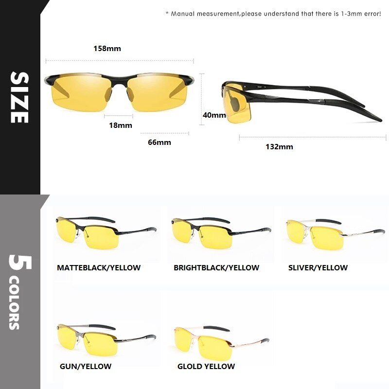 Driving Glasses Polarized night Driving Sunglasses Men Women Anti-glare Night Driver Goggles gafas Enhanced Light Glasses