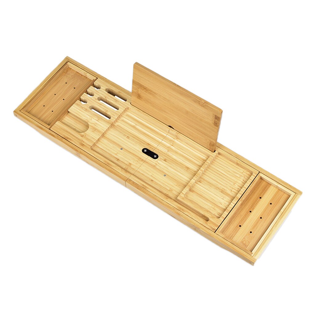 Expandable Wooden Bath Caddy Tray Wooden Tub Tray Wine Glass Holder Wooden Bathtub Bridge Shelf Organizer Tray