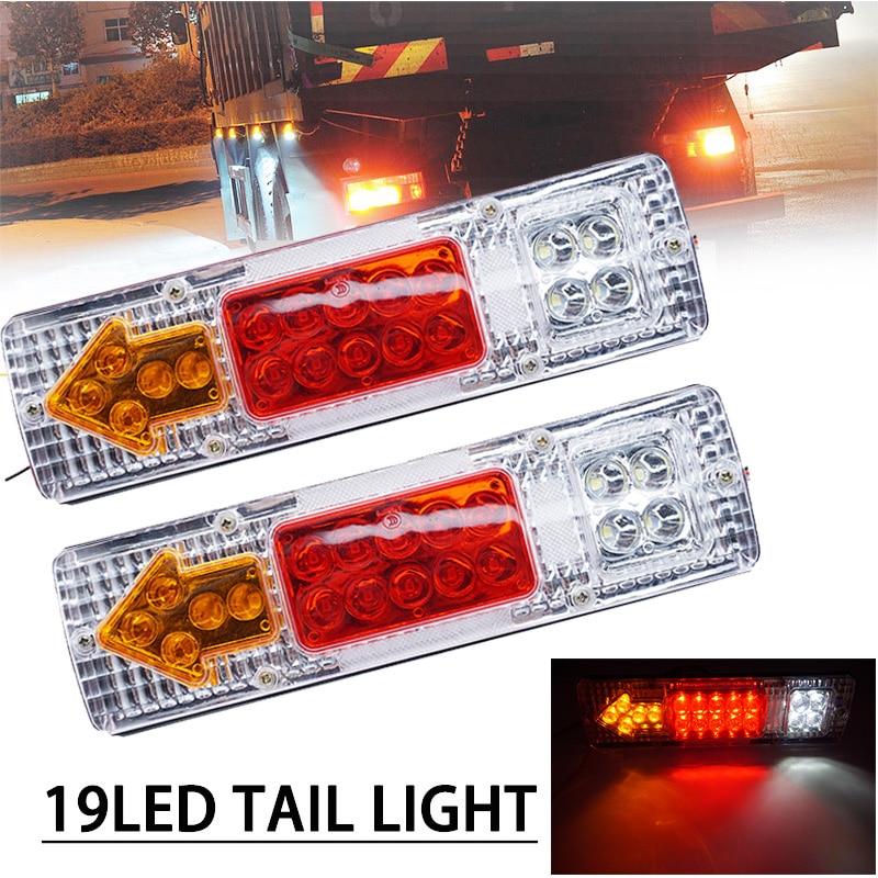1 paar 19 LEDs Links En Rechts Trailer Truck Achterlichten Stop Turn Light Indicator Lamp Achterlicht Auto verlichting voor UTE caravans 12V