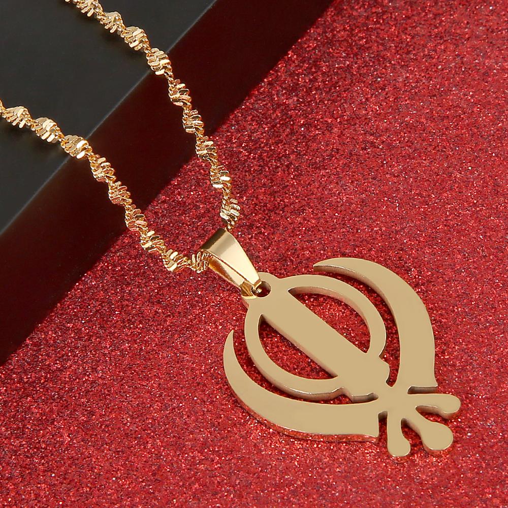 Rvs Trendy Sikhism Hanger Ketting Zilver Kleur Sikh Khanda Sikhs Sieraden