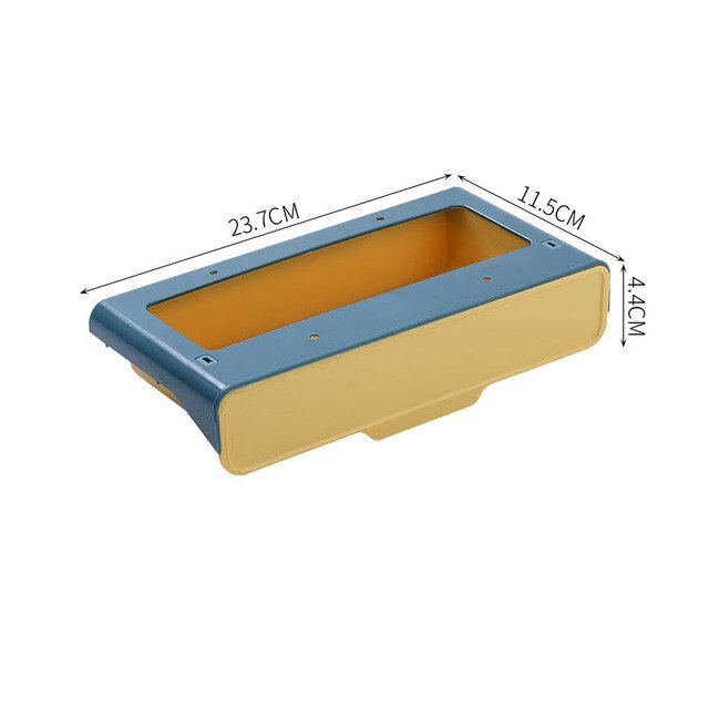 Sotto il cassetto della scrivania scatola di immagazzinaggio adesiva per ufficio scatola di immagazzinaggio nascosta organizzatore di trucco coltello da cucina forchetta vassoio di immagazzinaggio organizzatore: yellow S