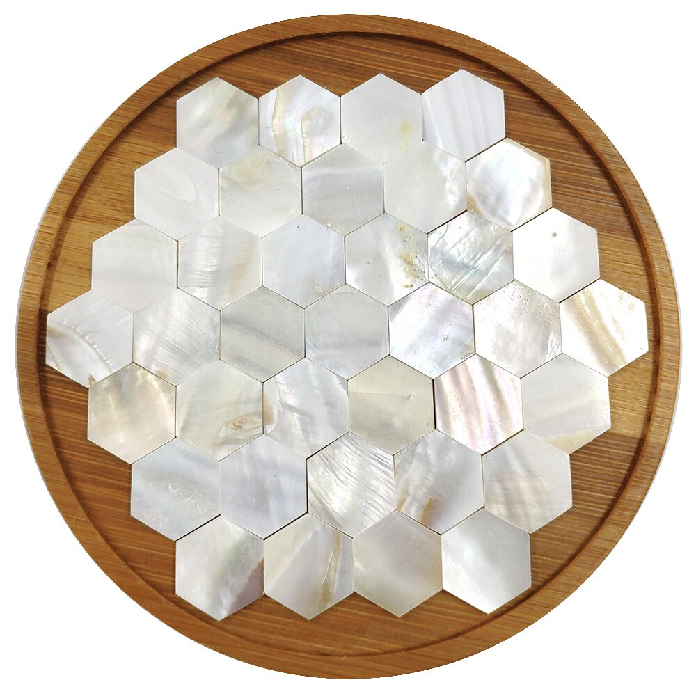 Azulejo de mosaico de nácar para manualidades, baldosa con forma de abanico, cuadrado, redondo, hexagonal, Color blanco puro, 25 piezas, decoración DIY