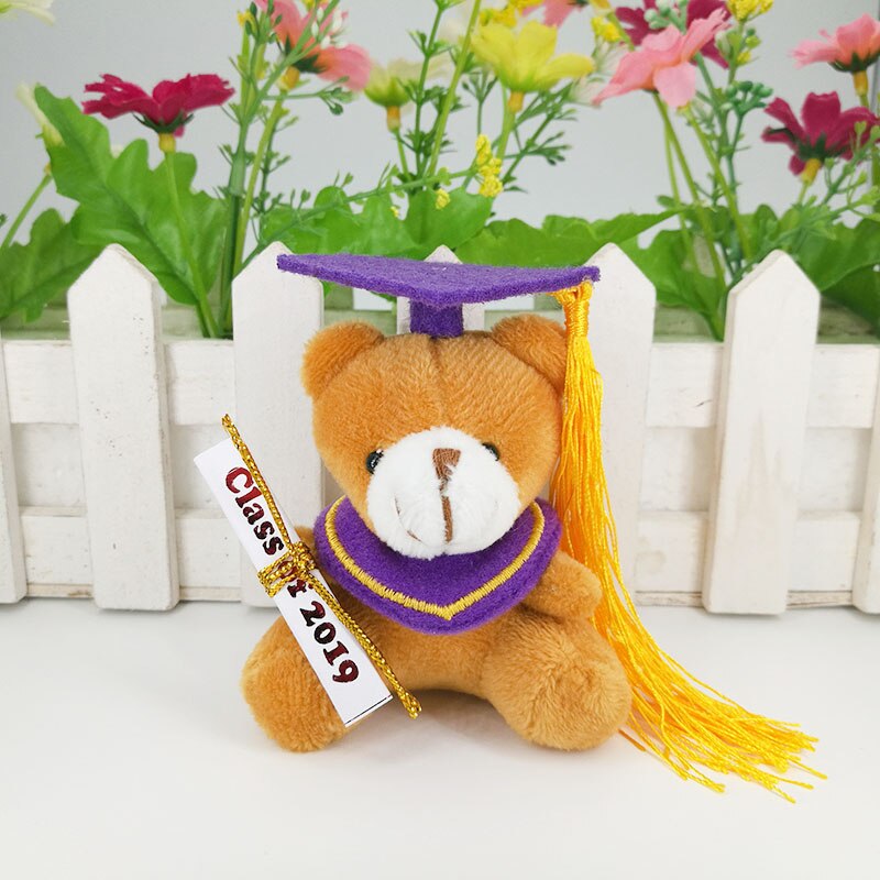 30 pcs/lot, class of ,7cm plush graduation teddy bear keychain, stuffed graduation teddy bear, graduation ,: brown bear purplegow