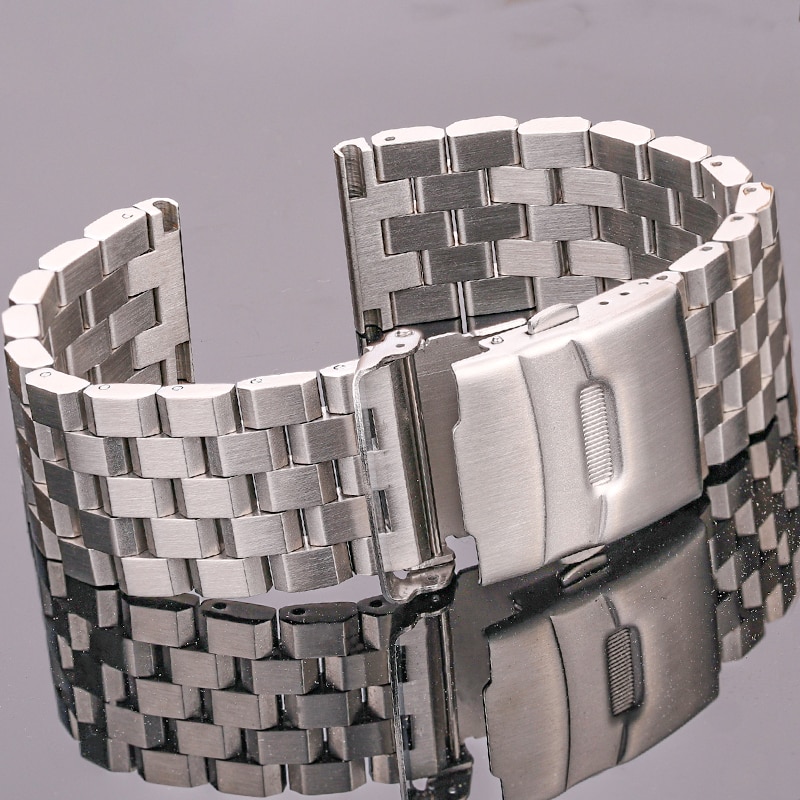 Solid Stainless Steel Watch Strap Bracelet 18mm 20mm 22mm 24mm Women Men Silver Brushed Metal Watchband Accessories