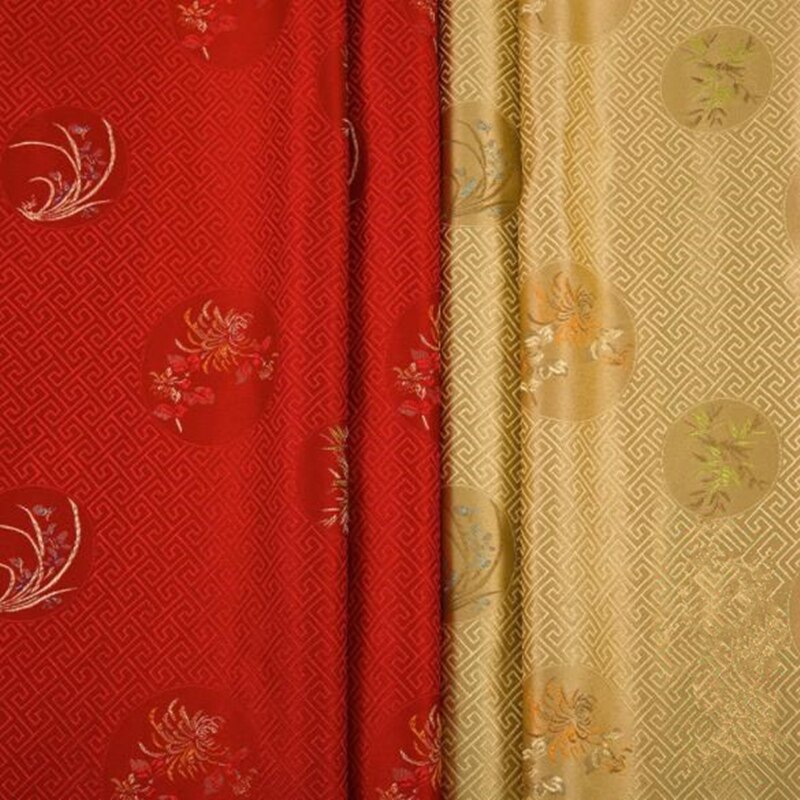 Brocade Polyester Stof Bloemen Jacquard Patroon Uitstekende Leuke Stof Voor Pakket Decoratie Gebruik