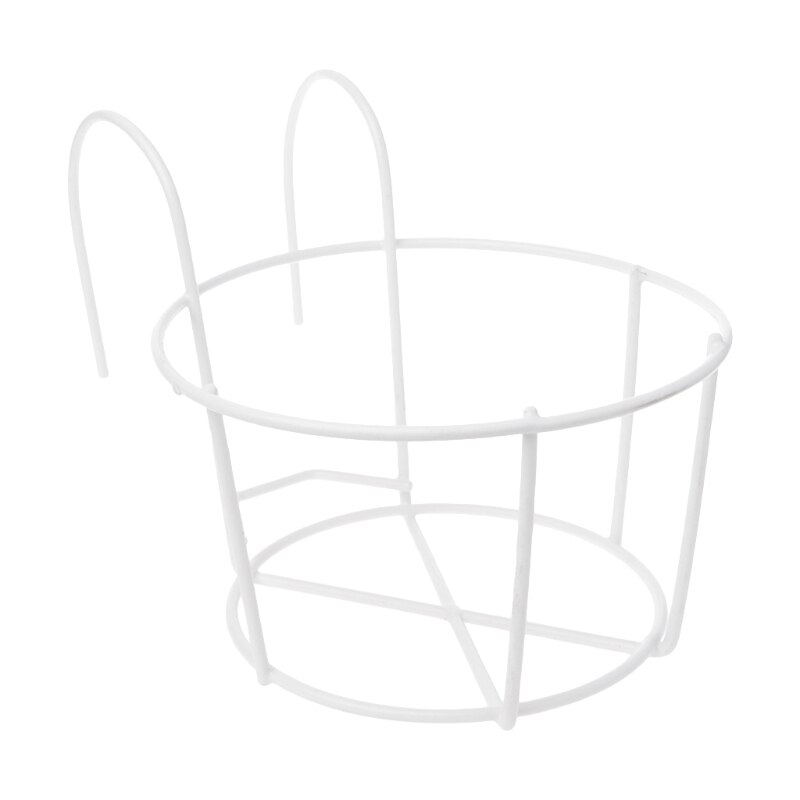 Panier rond de Pot de fleur de balcon, clôture de balustrade en fer, support de plante en Pot suspendu: WHITE / Petit