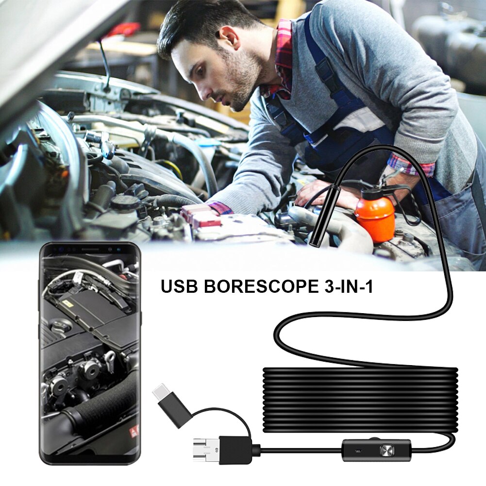 3 in 1 Typ-C Mikro USB HD Endoskop Inspektion Wasserdicht mit LED Beleuchtung Licht Gewicht Und Einfach Zu verwenden Für Android Laptop