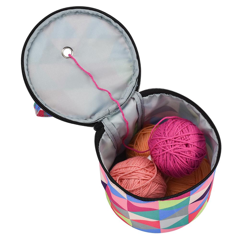 Woolen Yarn Storage Bag Round Knitted Wool Bags Oxford Cloth Leaf Print DIY Knitting Sewing Kit Sewing Tools Accessories