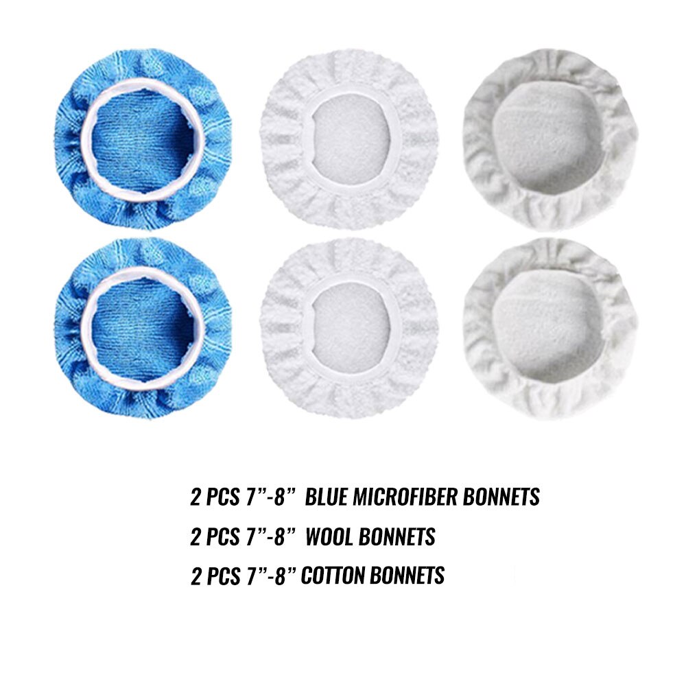 Pack of 18 Car Polisher Pad Bonnet Soft Microfiber Polishing Bonnet Buffing Pad Cover For Car Polisher 5-6" 7-8" 9-10" 3 sizes: 6pcs 7-8MIX