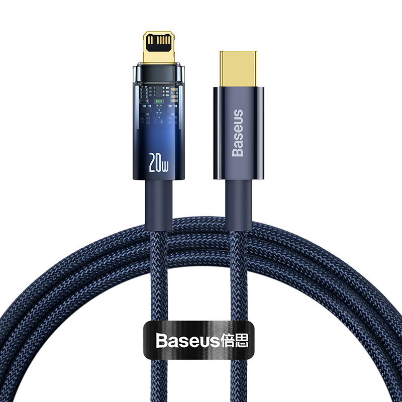 Baseus USB Cable For iPhone PD20W Auto Power-Off Fast Charging Cord For iPhone 13 12 11 Pro Max iPad Date Transport Cable: Blue / 1m