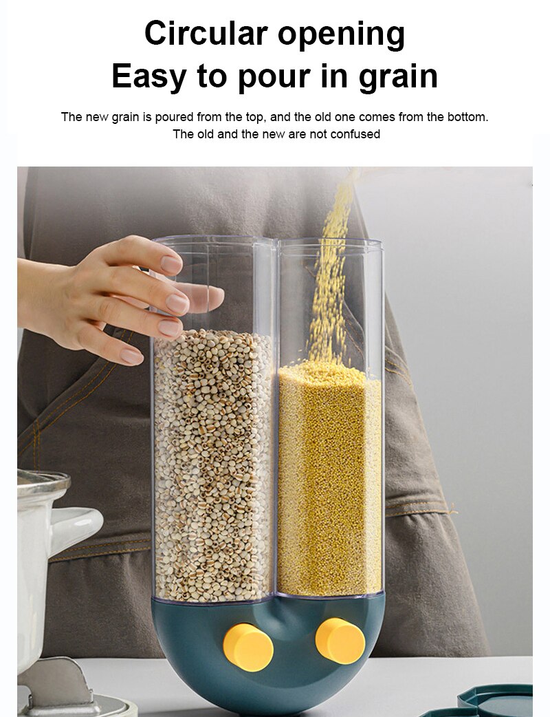 Wall-mounted Grain Storage Box Airtight Household Kitchen Bean Divot Rice Barrel Grain Storage Tank Kitchen Supplies