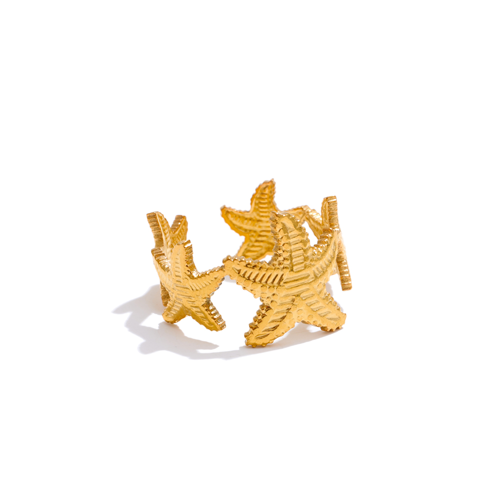 Anillo chapado en PVD de Color dorado ajustable abierto con flor de océano Yhpup para mujer, joyería de acero inoxidable a la , accesorios al por mayor: Gris