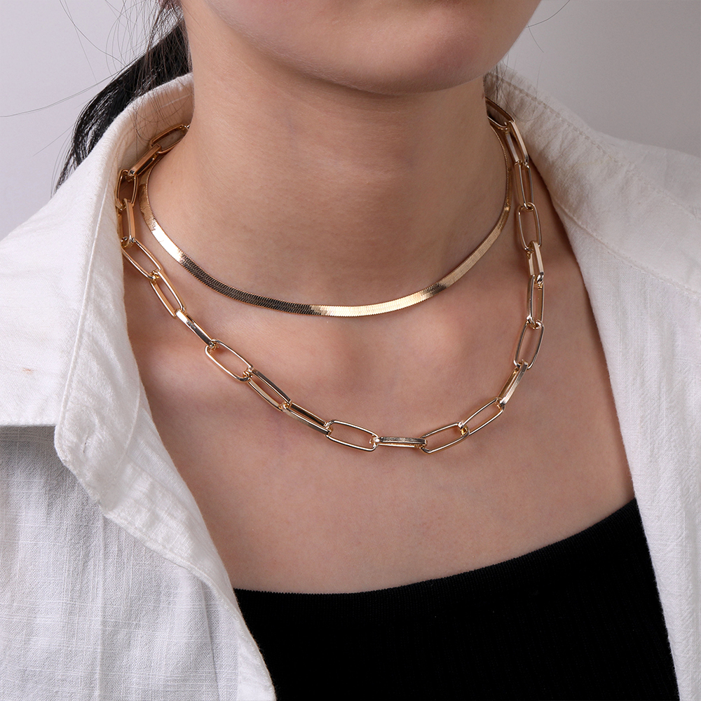#39 punk metal tyk kæde choker halskæde dame trend hip hop gylden metal chunky kæde krave halskæde smykker: Ipa 0664