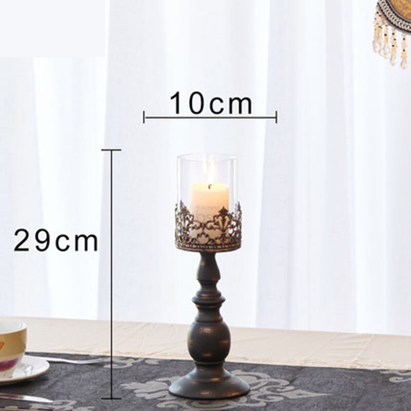 Moderne zwarte kandelaar metalen glas Nordic grote Kroonluchter licht marokkaanse kandelaar bruiloft centerpieces voor tafels 50ZT0008: Black S
