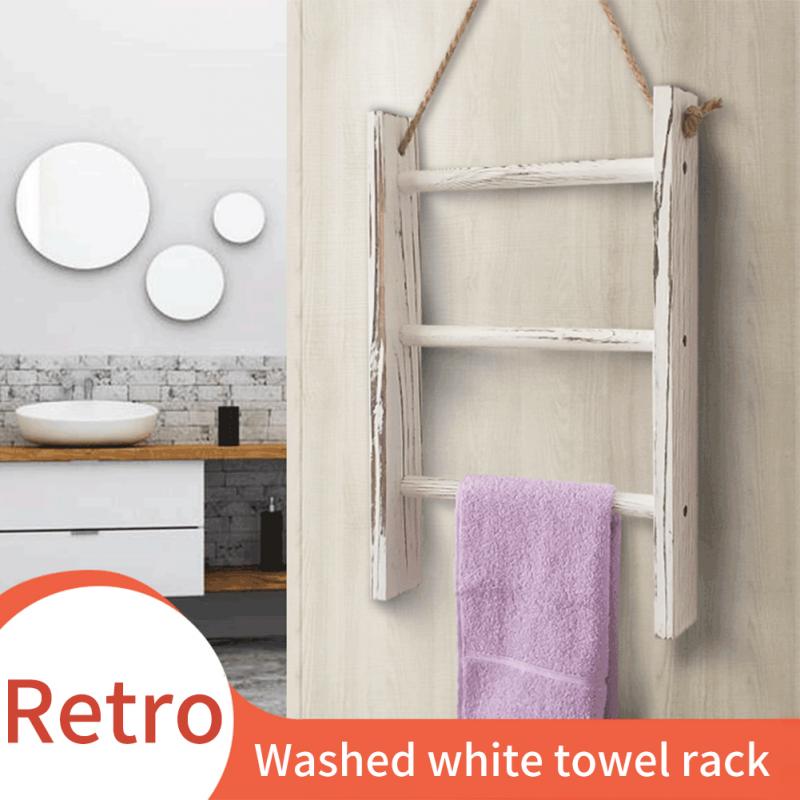 3 våningar badrum vardagsrum mini retro med rep vitkalkad heminredning sovrum förvaring stege trä handduk rack vägg hängande
