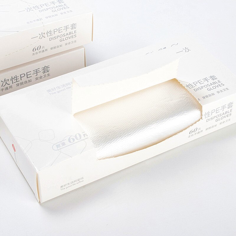 60/120PCS Box Disposable Gloves Transparent Thin Vinyl Gloves Eco-friendly Kitchen Baking Gloves Household Garden Cleaning Glove