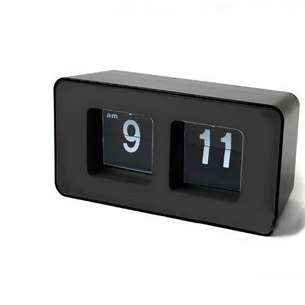 Automatisk flipklocka snygg modern skrivbordsvägg digital klocka heminredning: Vit