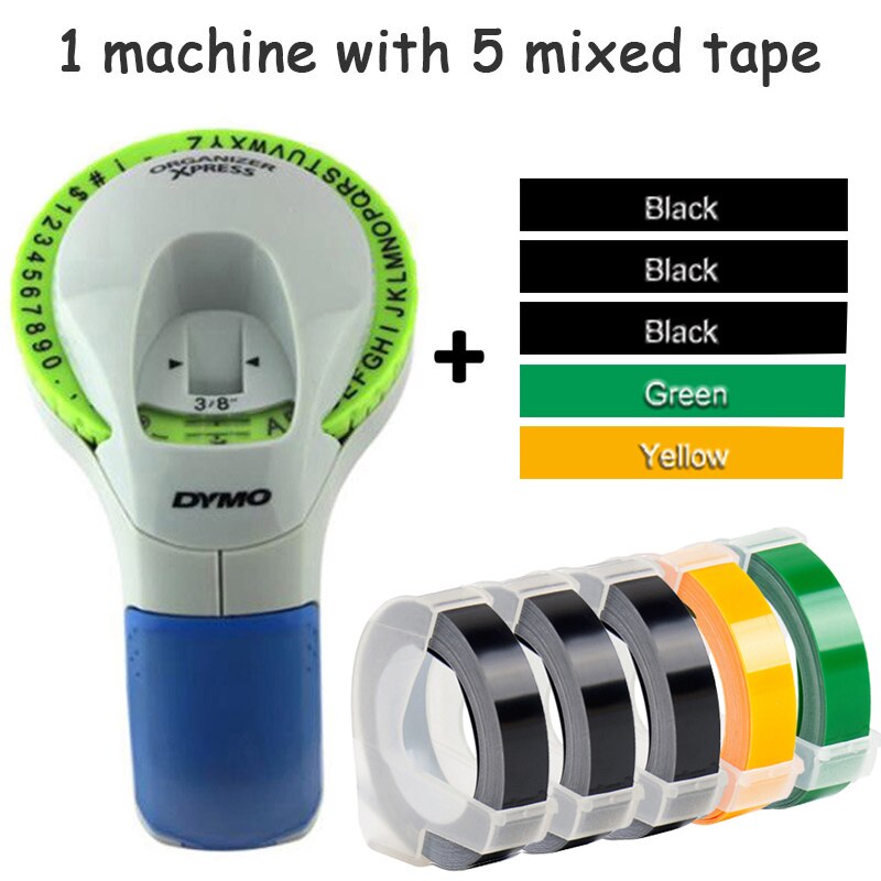 Combination of Machine and Ribbon Dymo 12965 Manual Label Maker Diy Embossing Label Printers for 9mm 3D Embossing Label Tapes: 12965 -G