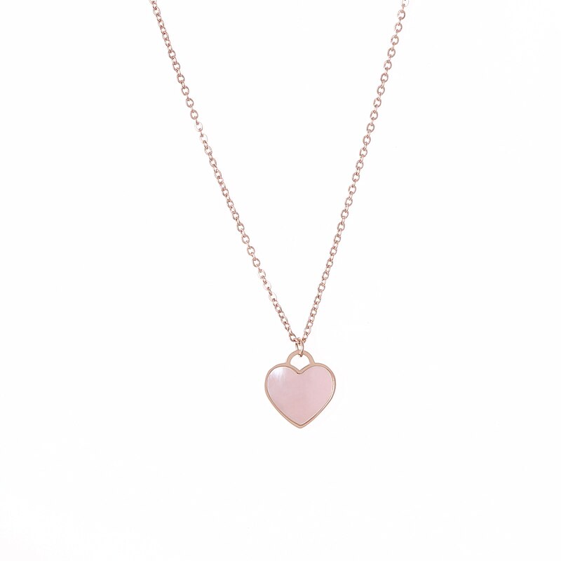 1.5cm kleine rosafarbene herz-choker-halsketten aus edelstahl mit natürlichen muschelanhängern für damen, strand-muschel-halsketten