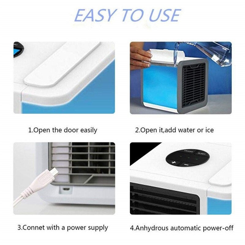 Personal Space Air humidifier room cooling ,Air Conditioners Mini Air Coolers Arctic with Waterbox, Portable LED Table Fans