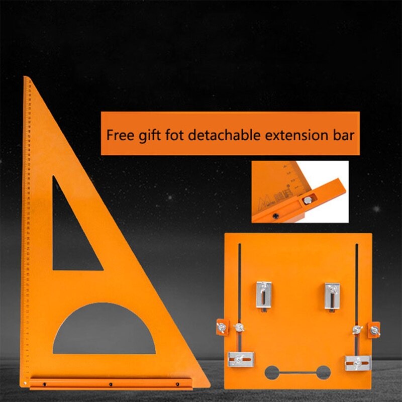 Triangle Ruler with Bottom Board Carpenter Square Aluminium Alloy Multifunctional Woodworking Tools Compact Size