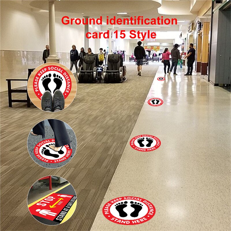 Public Warning Stickers Keep Distance Safety Warning Sign Adhesive Tapes DIY Sticker For Mall Store Factory School