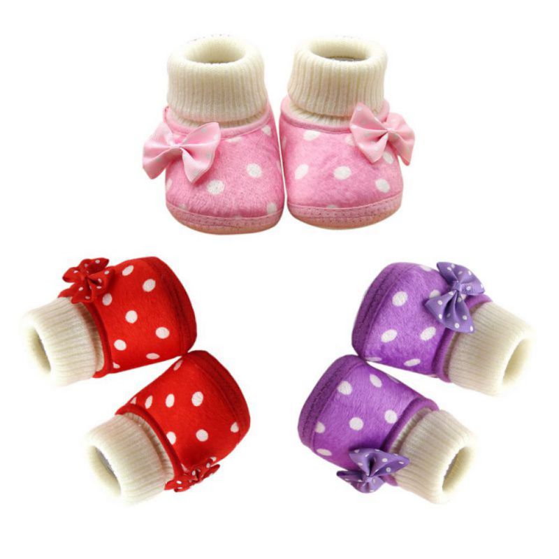 Bebe Wieg Sneeuw Breien Booty Baby Meisje Strik Fleece Snowboots Mocassin Laarsjes Prinses Schoenen