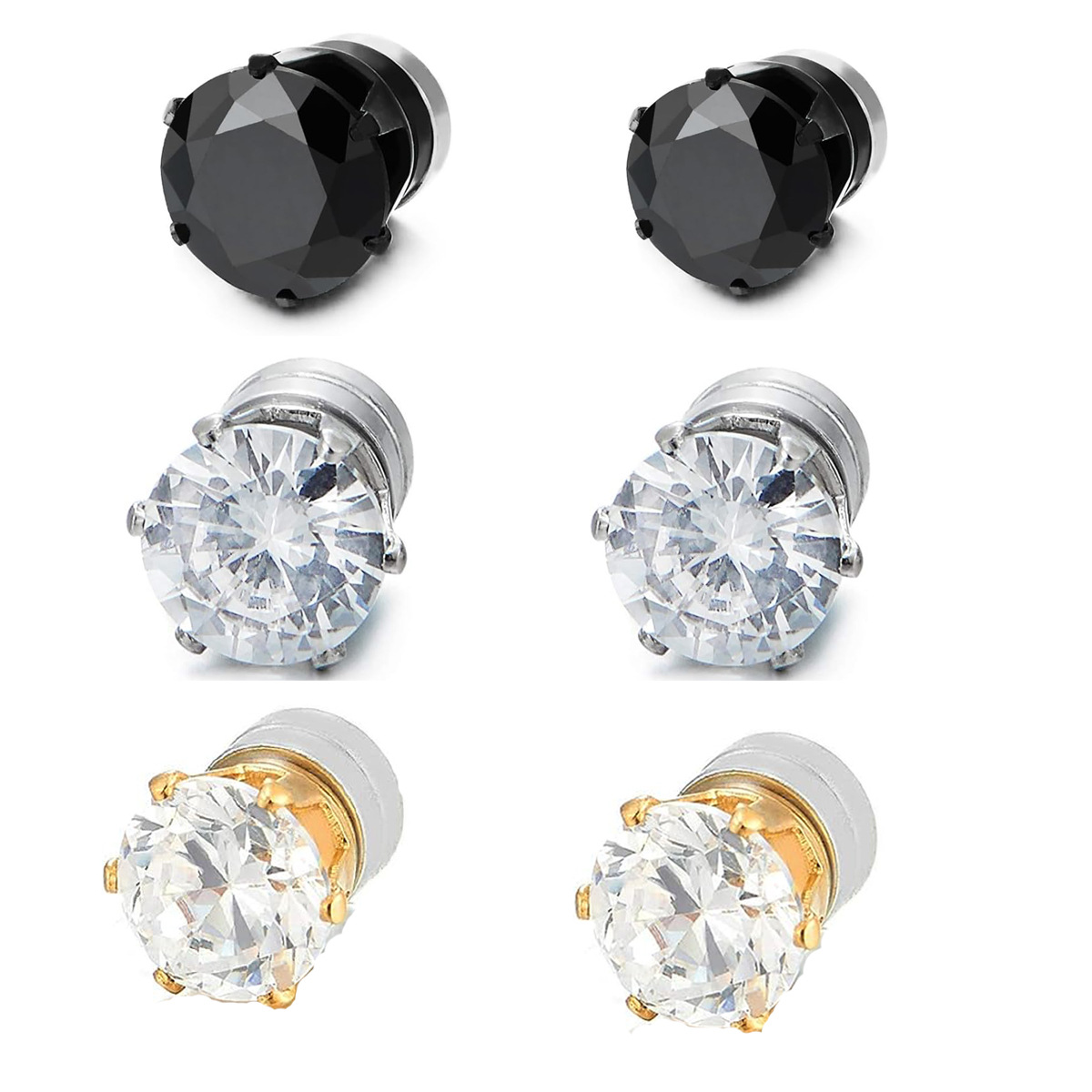 1 Pairs Crystal Strong Magnetic Ear Stud Clip Earrings for Men Women Punk Round Zircon Magnet Earrings Non Piercing Jewelry