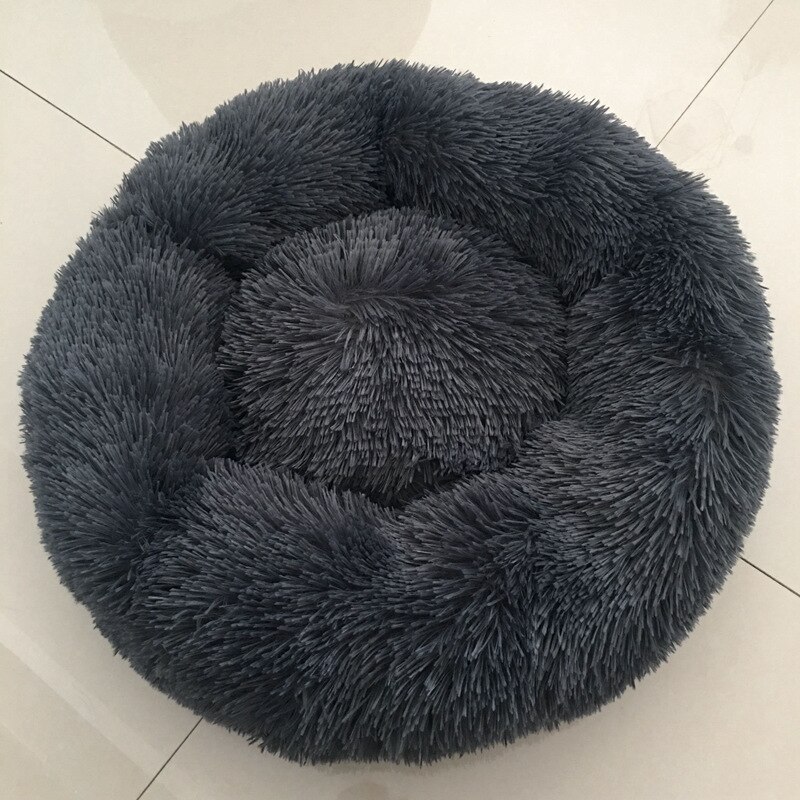 Lits de chien calmant confortable pour les grands petits chiens moyens chiot Labrador étonnamment chat guimauve lit lavable en peluche lit pour animaux de compagnie: deep grey / 60cm-23.6in