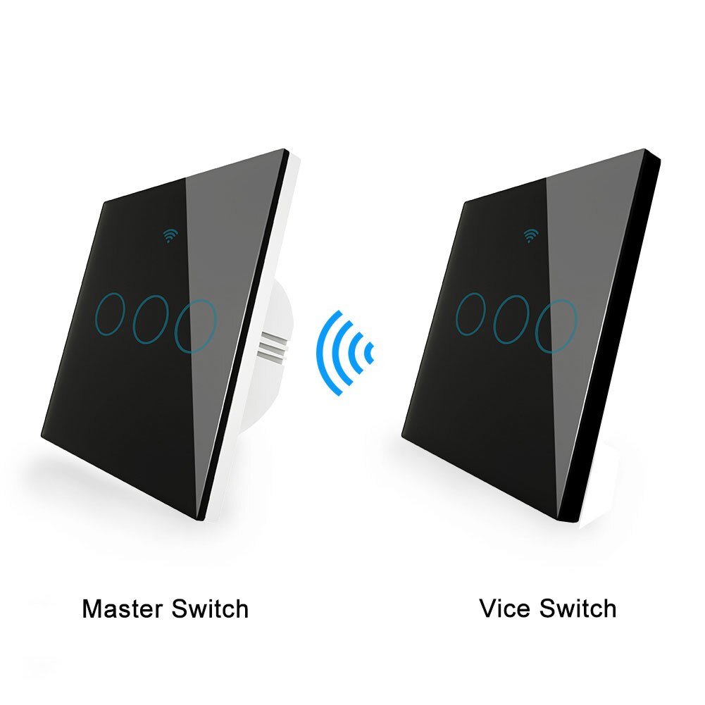 WiFi RF433 Transmitter Wall Panel Smart Glass Panel Touch Switch 1/2/3 Gang Remote Control Switch Works with Alexa, Google Home: Kit 3