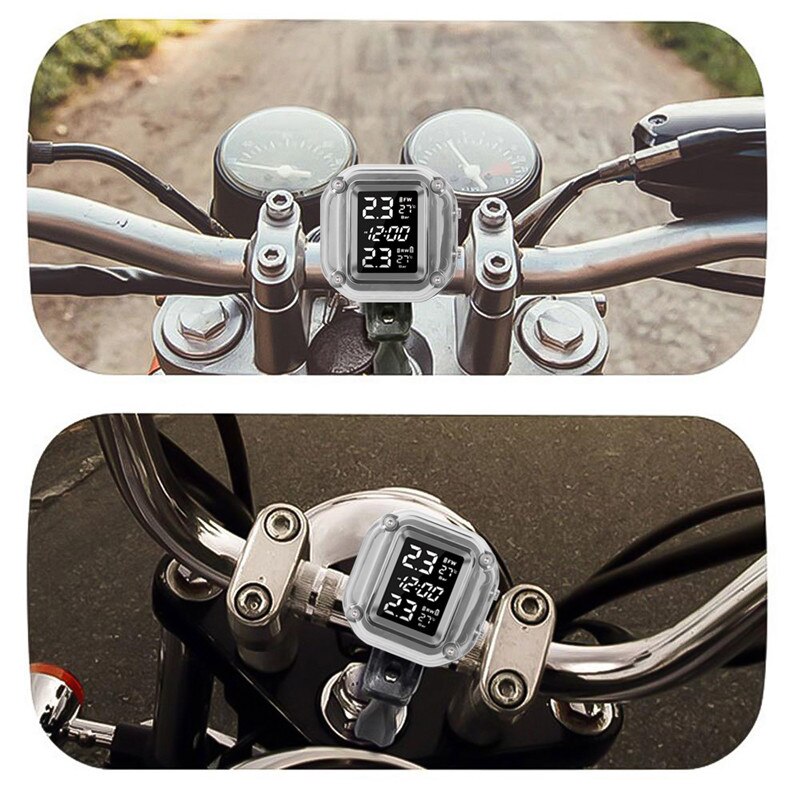 Waterproof Smart Charging Motorcycle TPMS Motor Tire Pressure Tyre Temperature Monitoring Alarm System with 2 External Sensors